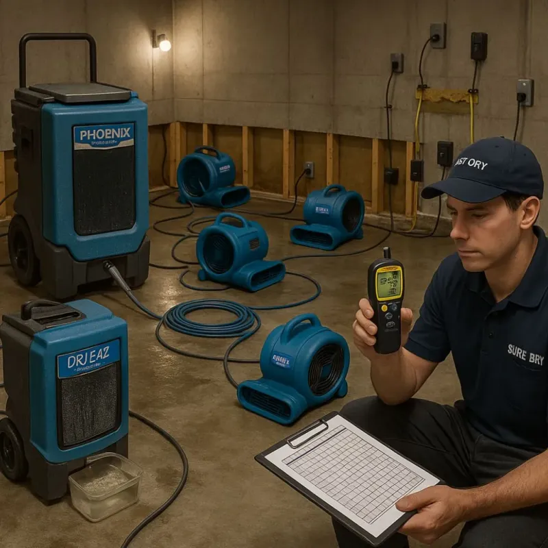 Structural Drying and Dehumidification process in Denton, MD
